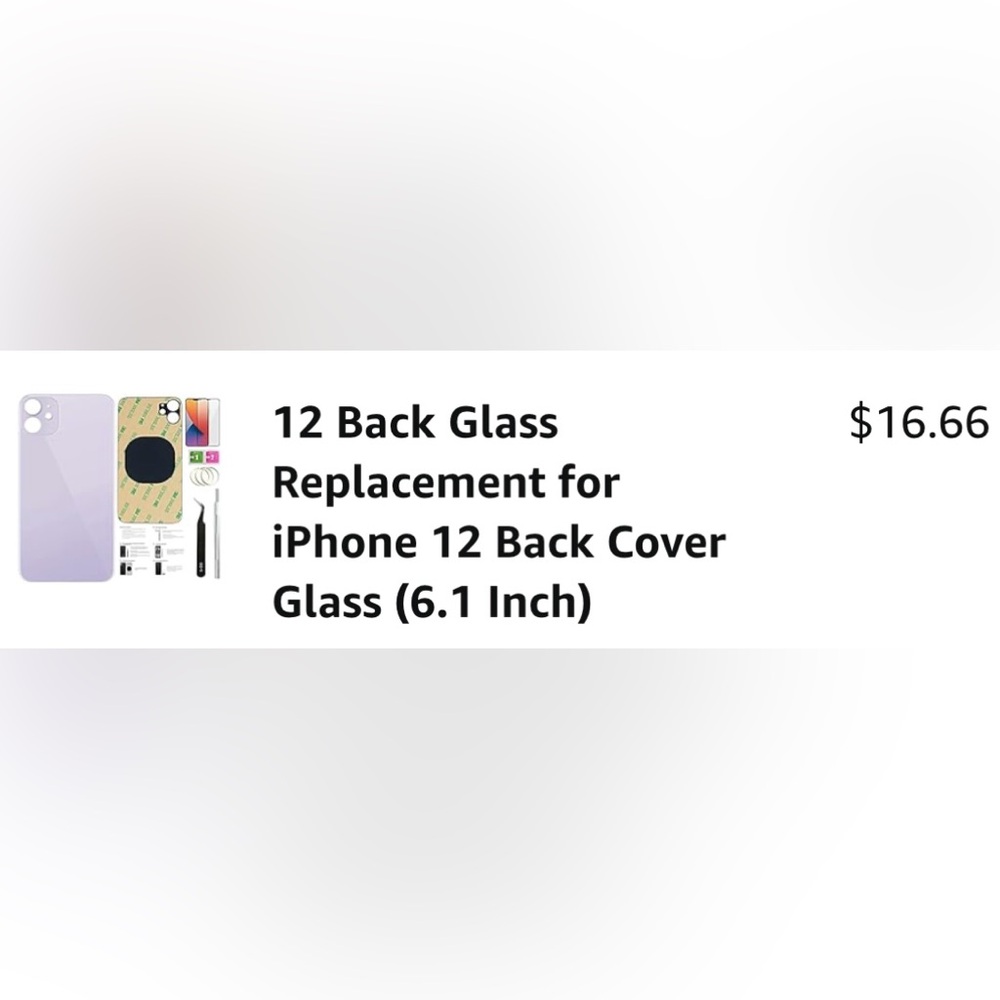 iPhone 12 purple replacement for back of phone glass.